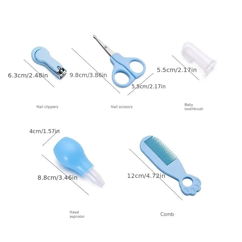 Kit de aseo para niños de 5 piezas: cortaúñas, tijeras y peine - Set de manicura y pedicura portátil para niños y niñas - Regalo perfecto para Halloween y Navidad, rosa/azul