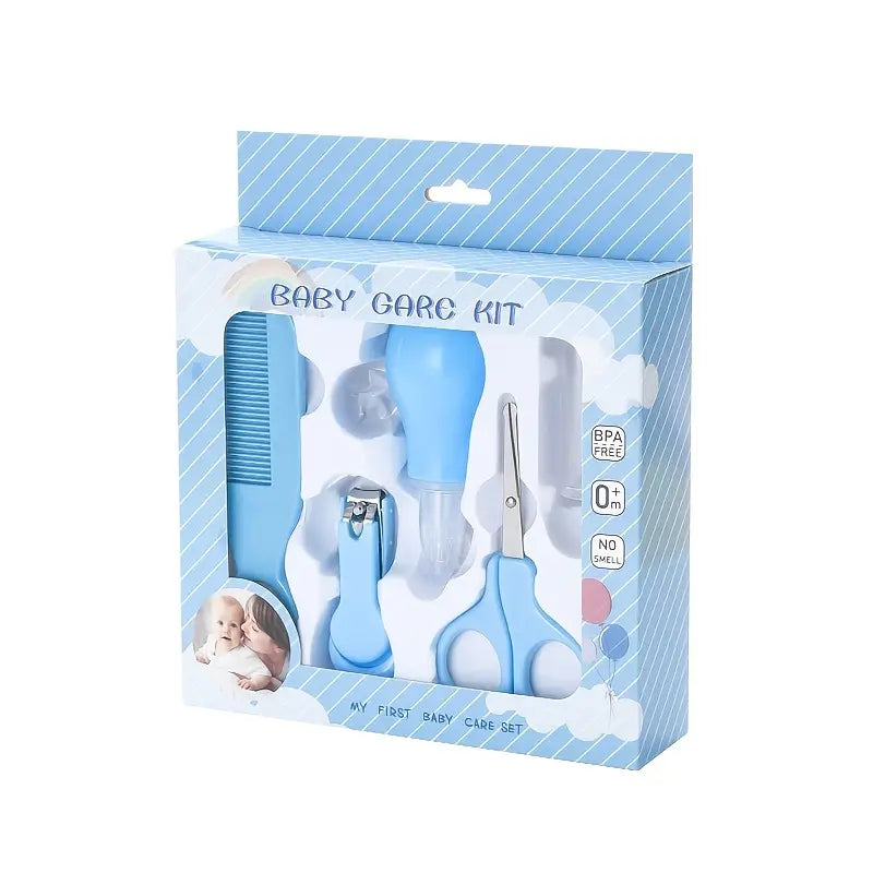 Kit de aseo para niños de 5 piezas: cortaúñas, tijeras y peine - Set de manicura y pedicura portátil para niños y niñas - Regalo perfecto para Halloween y Navidad, rosa/azul