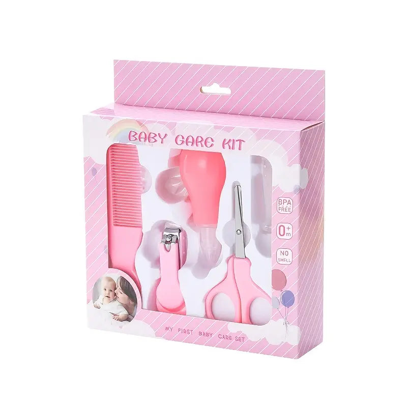 Kit de aseo para niños de 5 piezas: cortaúñas, tijeras y peine - Set de manicura y pedicura portátil para niños y niñas - Regalo perfecto para Halloween y Navidad, rosa/azul