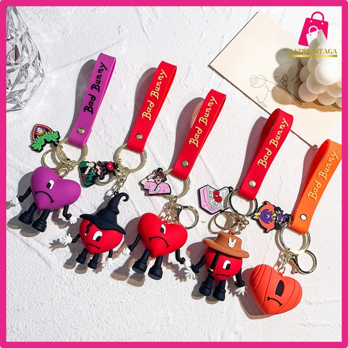 New B Bunny Keychain with Red Heart – Love Charm Key Ring Gift