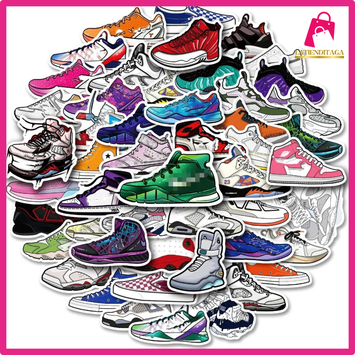 50 pegatinas de anime de Sneaker Culture: resistentes al agua para portátil, patineta y más