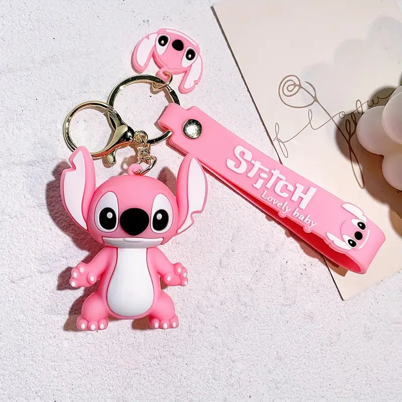 Cute Blue Alien Monster 3D Silicone Keychain with Wristlet Strap – Soft Rubber Bag Charm, Gift for Kids & Teens