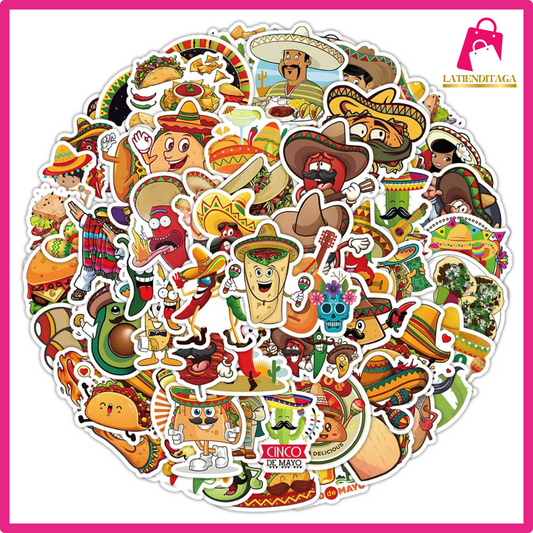 100 PCS Cartoon Mexican Food Festival Stickers – Waterproof Decals for Kids