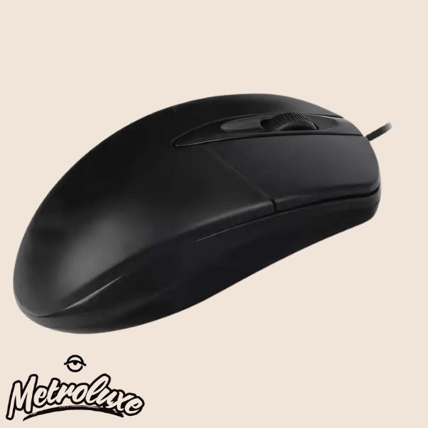 Ambidextrous USB Optical Mouse 1200DPI Wired for PC & Laptop – Black Compact