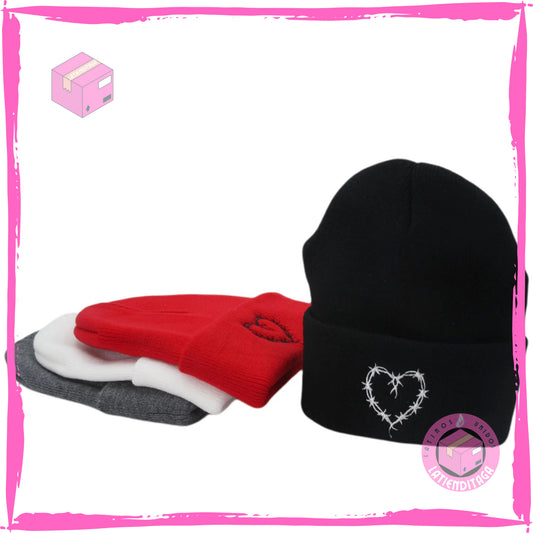Karol G Knitted Winter Hat – Heart Design Beanie for Men & Women