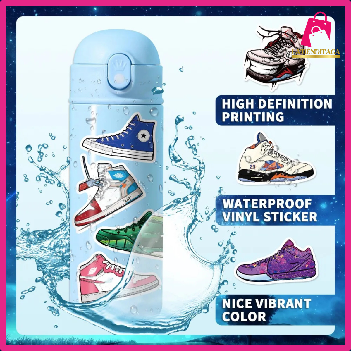 50 pegatinas de anime de Sneaker Culture: resistentes al agua para portátil, patineta y más