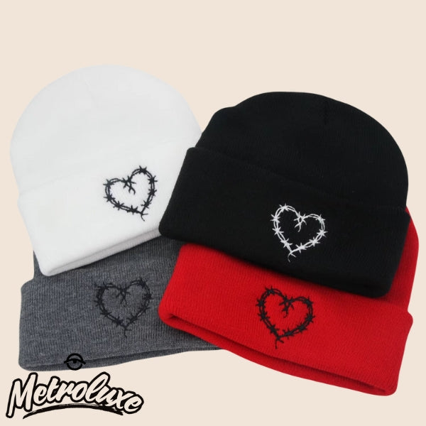 Karol G Winter Knit Beanie with Heart Design – Premium Unisex Cold-Weather Hat