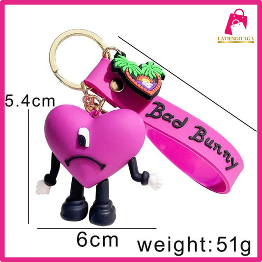 New B Bunny Keychain with Red Heart – Love Charm Key Ring Gift