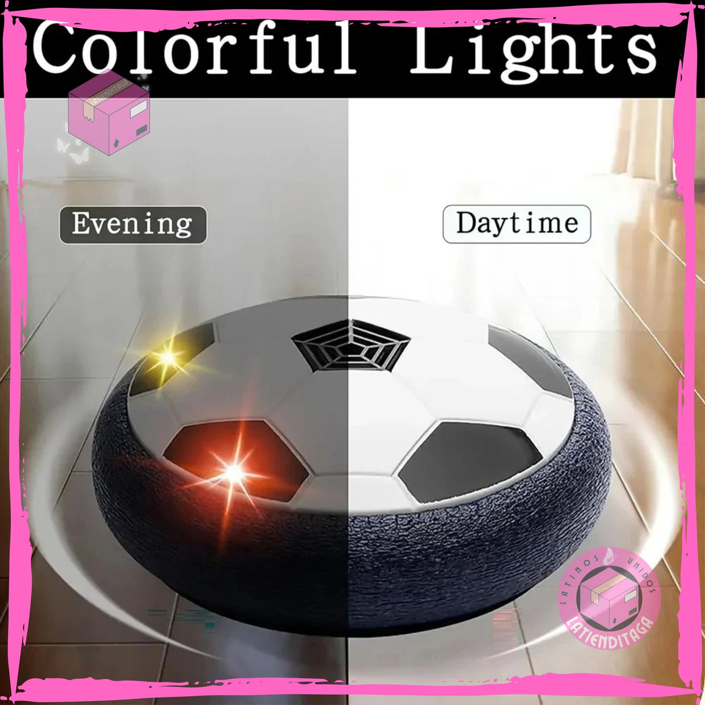 Balón de fútbol flotante con luz LED Air Power: juguete de espuma con parachoques, música, regalo para niños