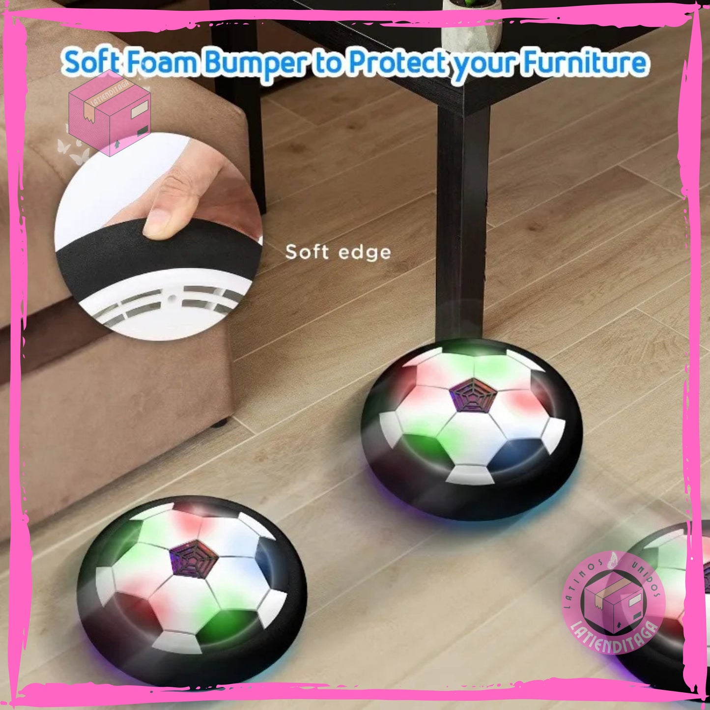 Balón de fútbol flotante con luz LED Air Power: juguete de espuma con parachoques, música, regalo para niños