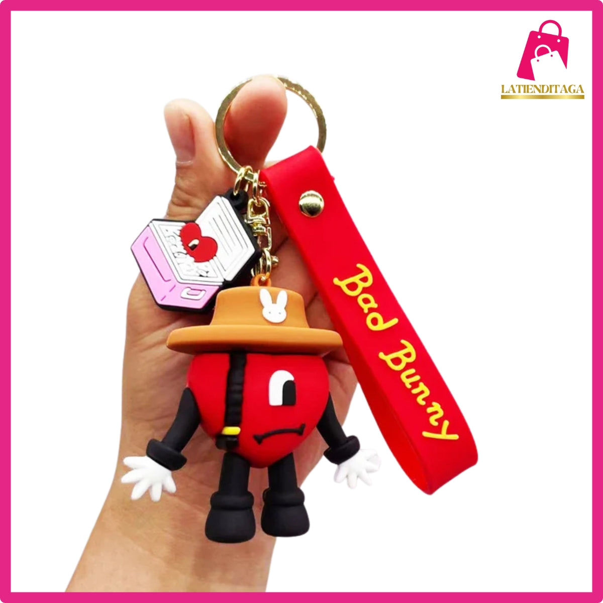 New B Bunny Keychain with Red Heart – Love Charm Key Ring Gift
