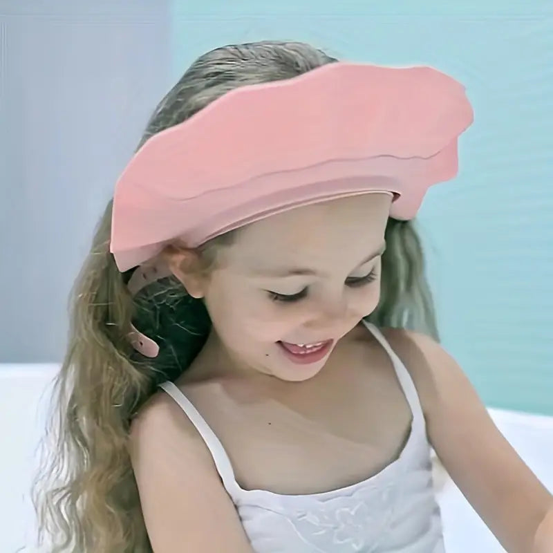 Youngsters' Adjustable Shower Cap with Eye Protection - Soft, Comfortable & Water-Resistant for Easy Hair Washing - Perfect for & Youngsters - Available in White, Pink, Blue, Shower Cap, Bathing Supplies, Bathroom Toys, TWO DADS