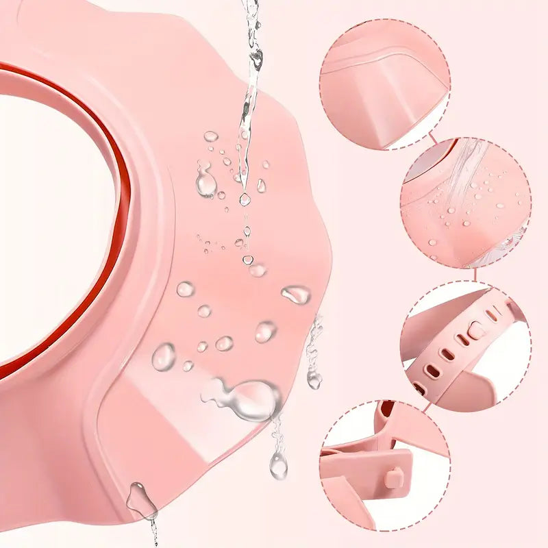 Youngsters' Adjustable Shower Cap with Eye Protection - Soft, Comfortable & Water-Resistant for Easy Hair Washing - Perfect for & Youngsters - Available in White, Pink, Blue, Shower Cap, Bathing Supplies, Bathroom Toys, TWO DADS