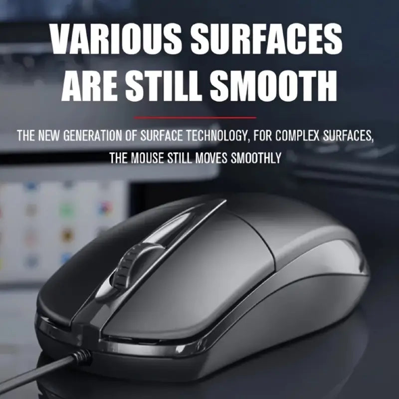 Ambidextrous USB Optical Mouse 1200DPI – PC, Laptop, No Battery Needed