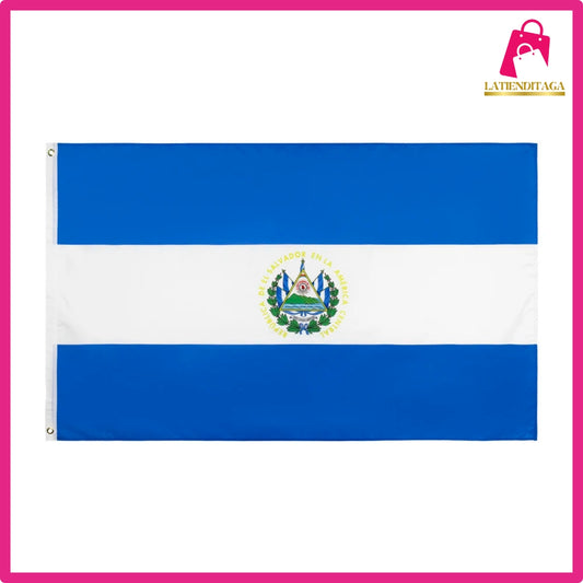 LATIENDITAGA - 3x5 Ft El Salvador Flag - Salvadoran National Flags Polyester