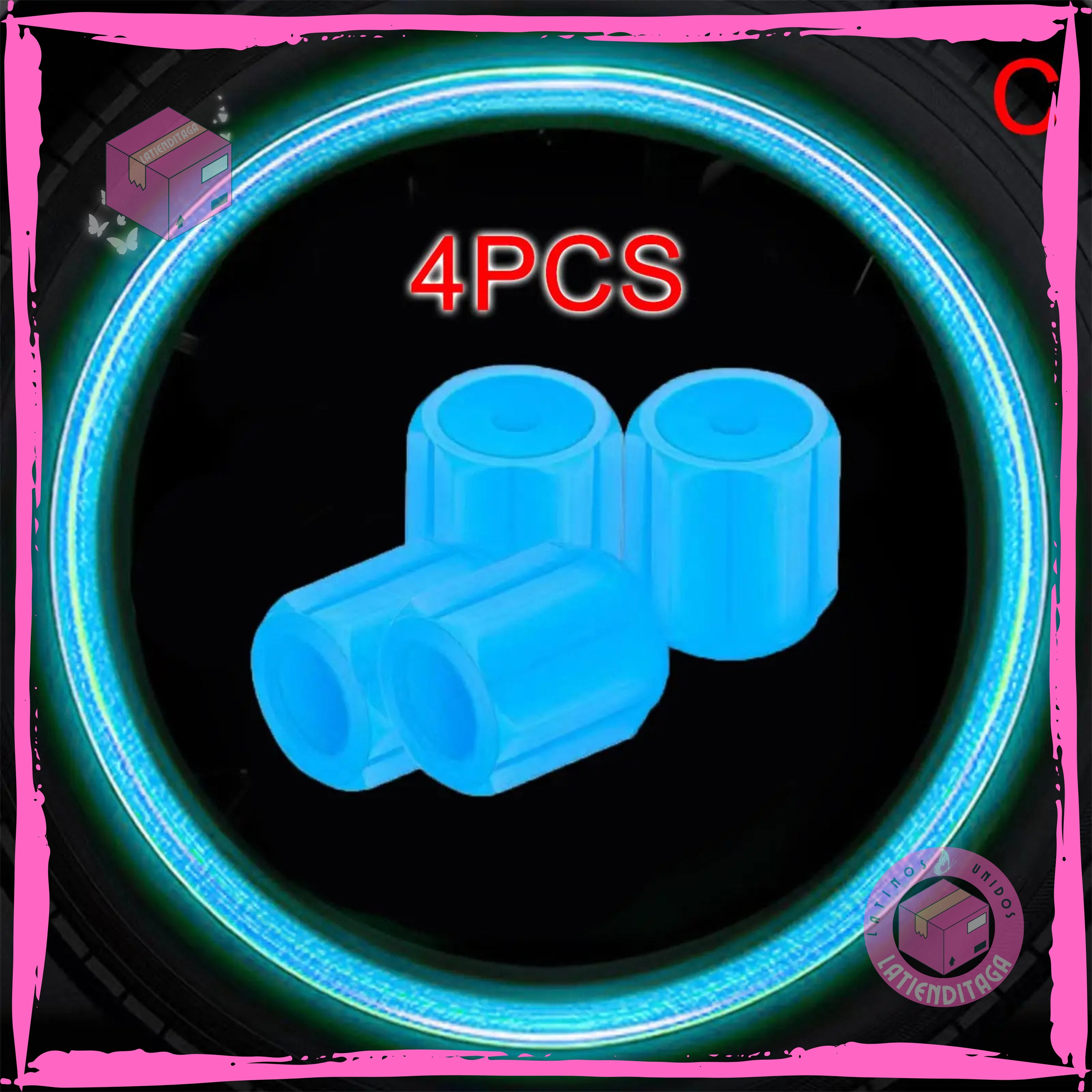 4Pcs Luminous Tire Valve Caps – Hexagonal, Night Glow for Car & Motorcycle