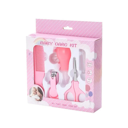 Kit de aseo para niños de 5 piezas: cortaúñas, tijeras y peine - Set de manicura y pedicura portátil para niños y niñas - Regalo perfecto para Halloween y Navidad, rosa/azul
