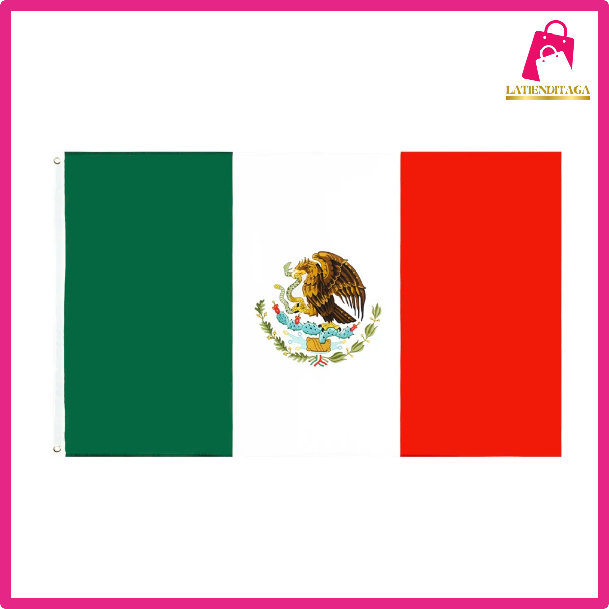LATIENDITAGA - Mexico Flag 3x5ft, Mexican National Flags for Indoor and Outdoor, Quality Polyester with Brass Grommets Vivid Color