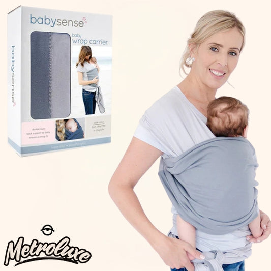 Baby Sense Wrap Carrier – Grey | Soft, Hands-Free, Adjustable Baby Sling