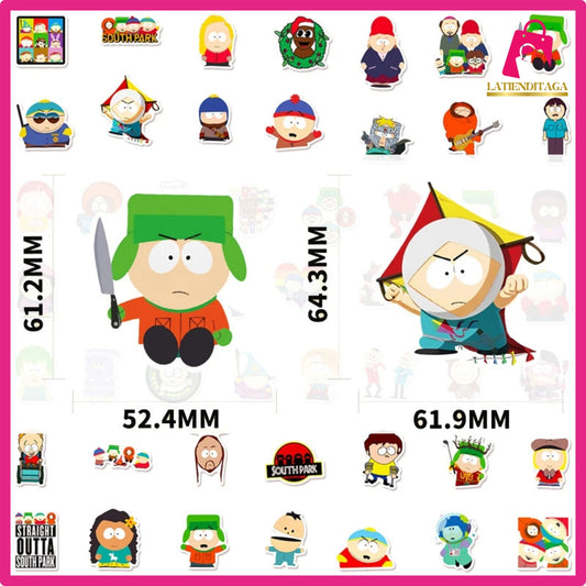 Random South Par* Stickers 50pcs - Cartoon Decoration Water Bottle Sticker