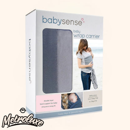 Baby Sense Wrap Carrier – Grey | Soft, Hands-Free, Adjustable Baby Sling