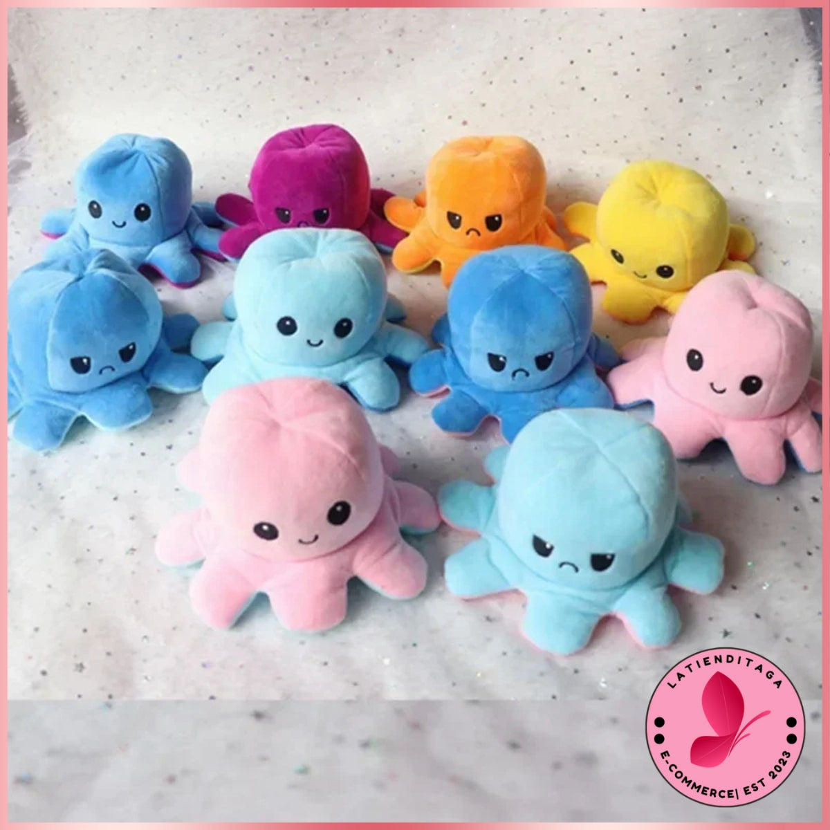 Random Color Octopus Keychain – Reversible Double-Sided Plush Cartoon Doll