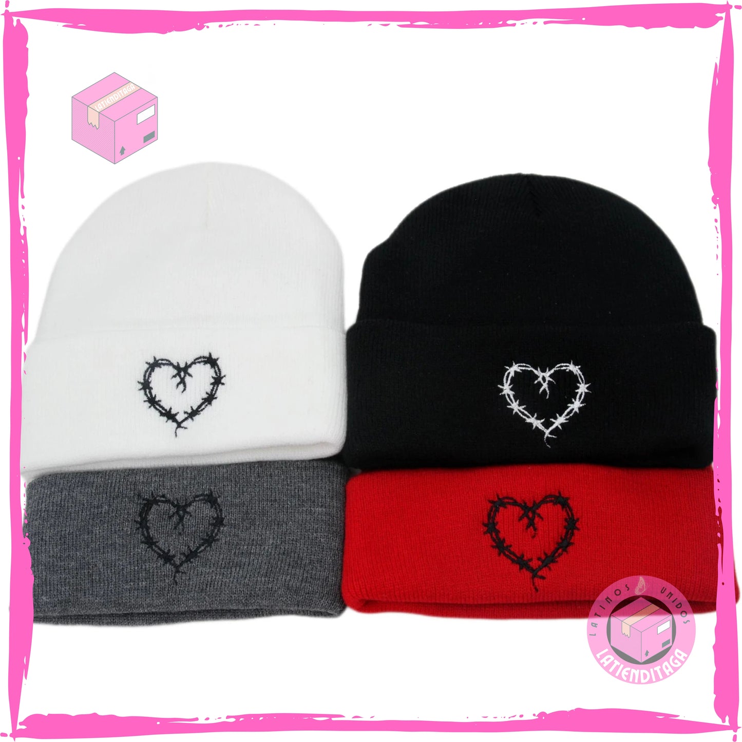 LATIENDITAGA - Karol G Heart Knitted Hat for Men and Women - Winter Ski Cap