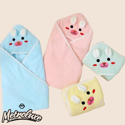 Soft Baby Swaddle Blanket – Cartoon Animal Design, Ages 0–3 Years