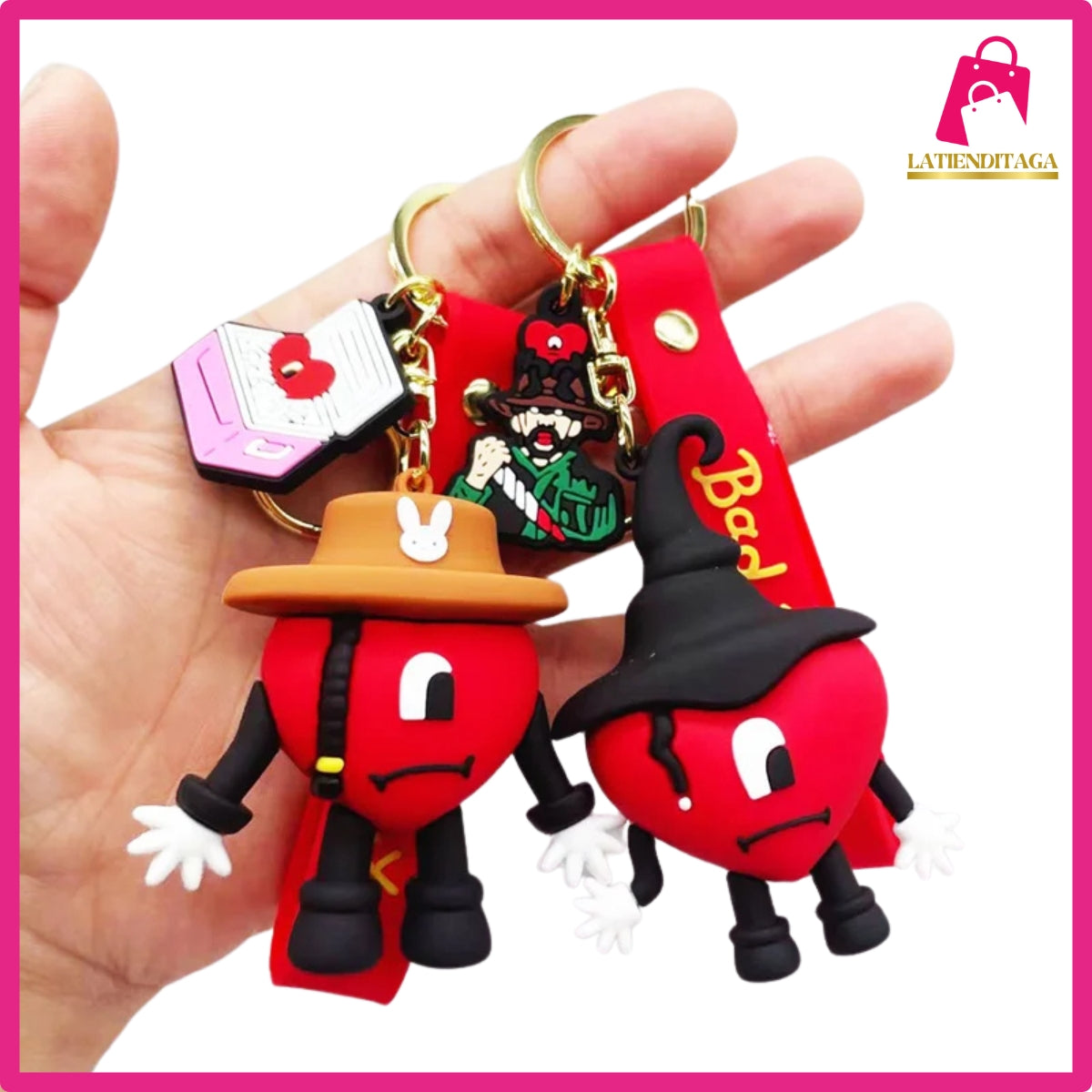 New B Bunny Keychain with Red Heart – Love Charm Key Ring Gift