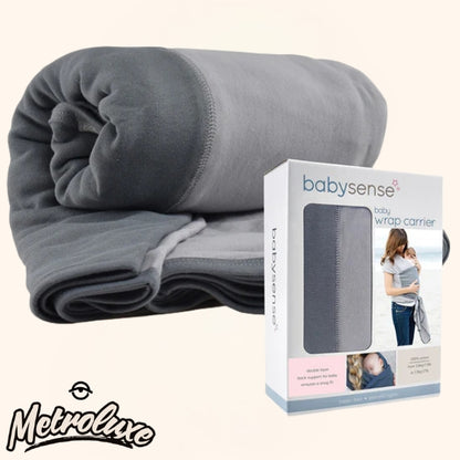 Baby Sense Wrap Carrier – Grey | Soft, Hands-Free, Adjustable Baby Sling