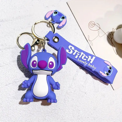 Stitch Silicone Keychain - Cute 3D Design with Colorful Accents, Durable Strap and Ring, Ideal Back-to-School Gift for Family Members, Pendant