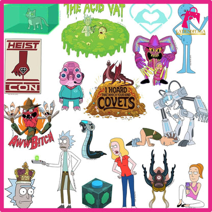 50 Pcs Ric* and Mort* Sticker Pack Die Cut Vinyl Large Deluxe Stickers Variety Pack - Laptop, Water Bottle, Scrapbooking, Tablet, Skateboard, Indoor/Outdoor