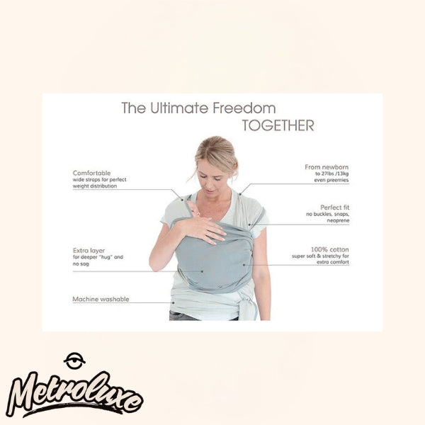 Baby Sense Wrap Carrier – Grey | Soft, Hands-Free, Adjustable Baby Sling