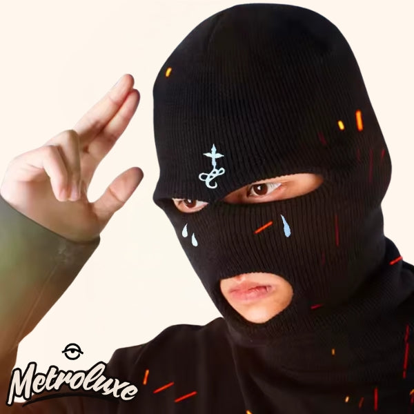Cross Embroidery Ski Mask Winter Balaclava Hat 3-Hole Knitted Balaclava, Full Face & Neck Warm