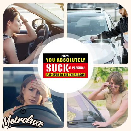 (Pack of 100) Funny Bad Parking Cards – 'You Parked Like An Idiot' Prank