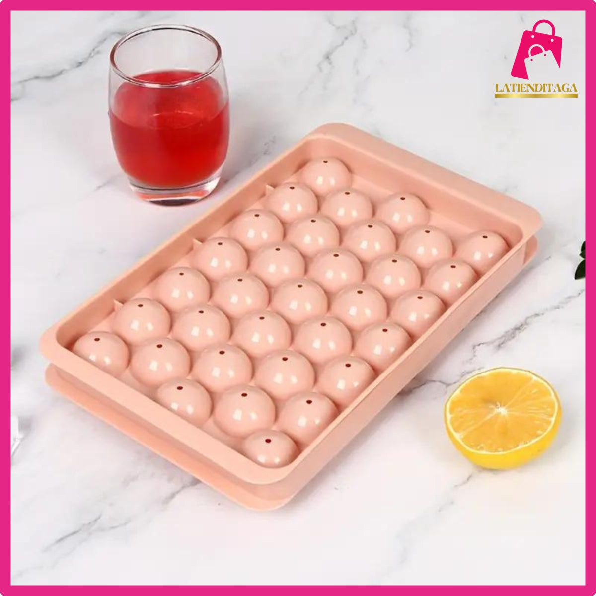 LATIENDITAGA Ice Cube Trays for Cocktail Freezers - Multi Compartment Ball Shaped Ice Mold Kitchen Plastic