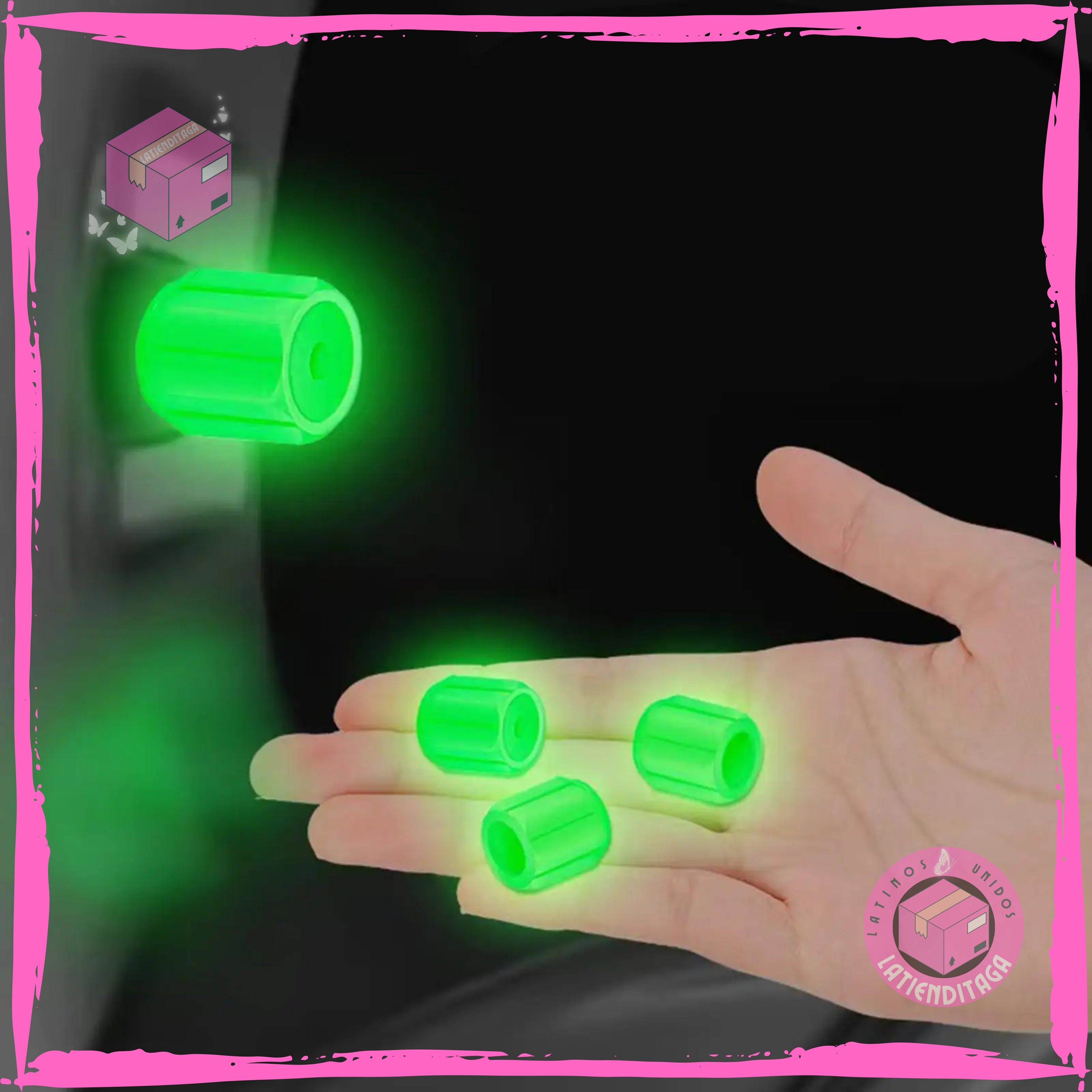 4Pcs Luminous Tire Valve Caps – Hexagonal, Night Glow for Car & Motorcycle