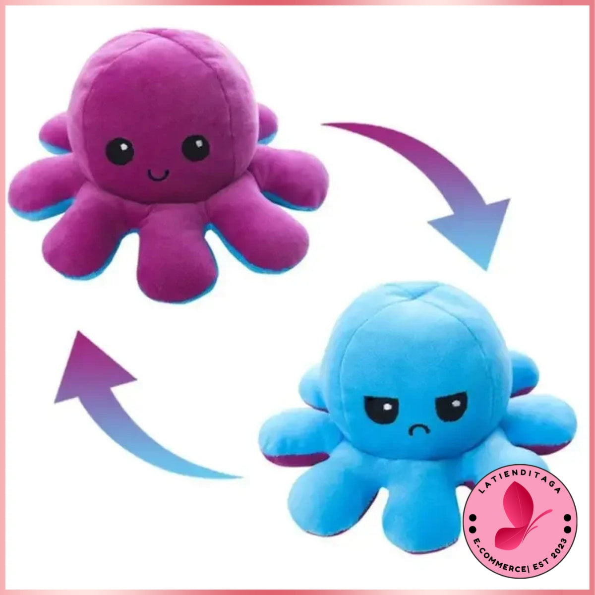 Random Color Octopus Keychain – Reversible Double-Sided Plush Cartoon Doll