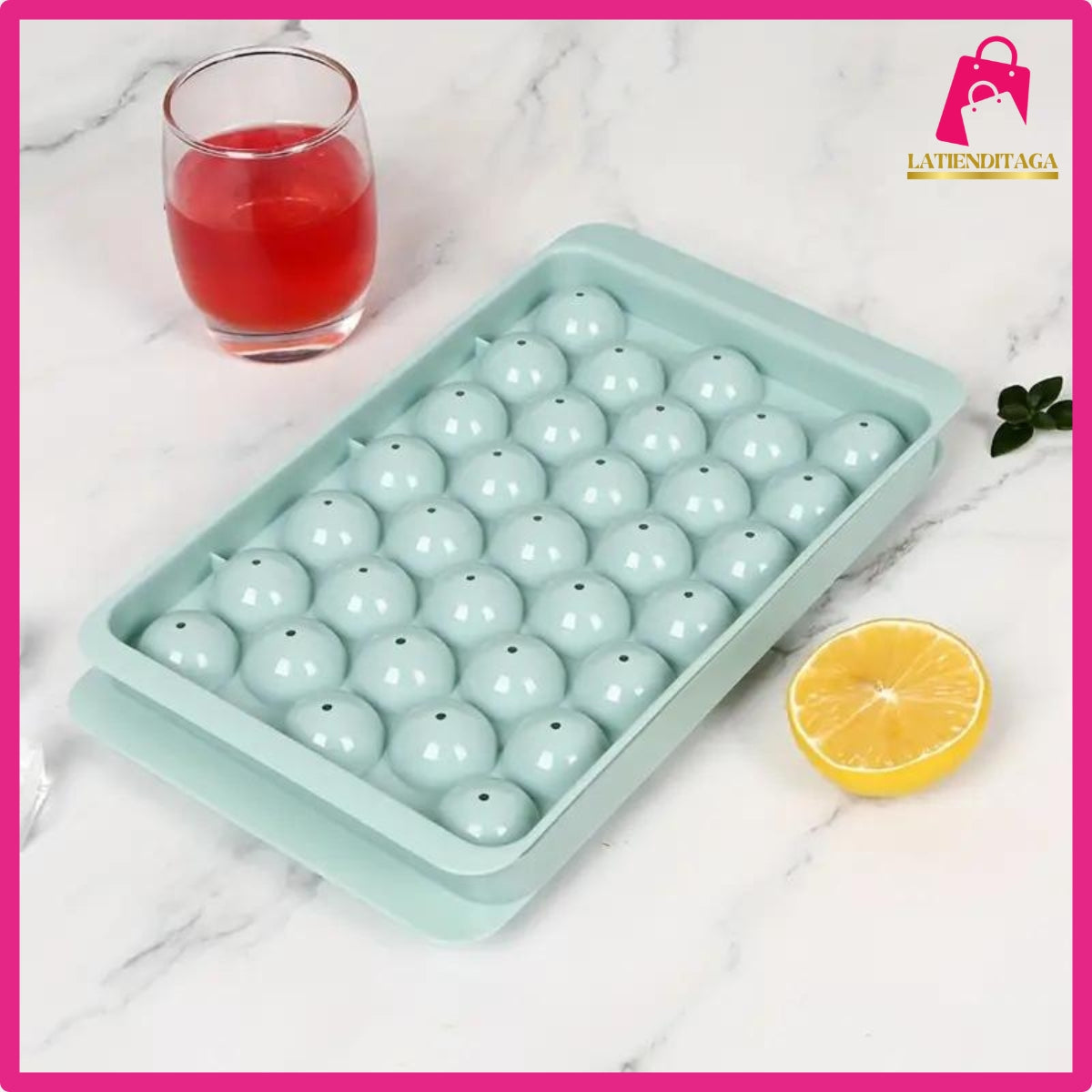 LATIENDITAGA Ice Cube Trays for Cocktail Freezers - Multi Compartment Ball Shaped Ice Mold Kitchen Plastic