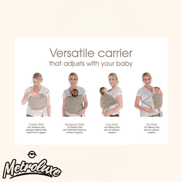 Baby Sense Wrap Carrier – Grey | Soft, Hands-Free, Adjustable Baby Sling