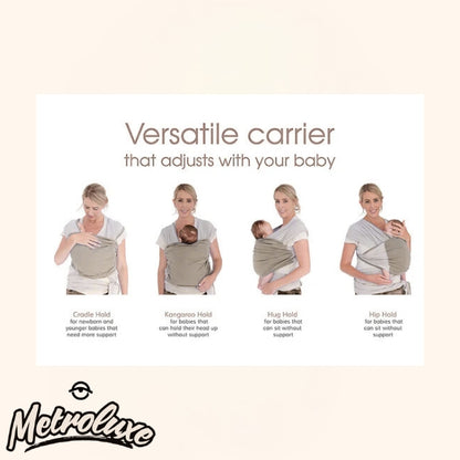 Baby Sense Wrap Carrier – Grey | Soft, Hands-Free, Adjustable Baby Sling