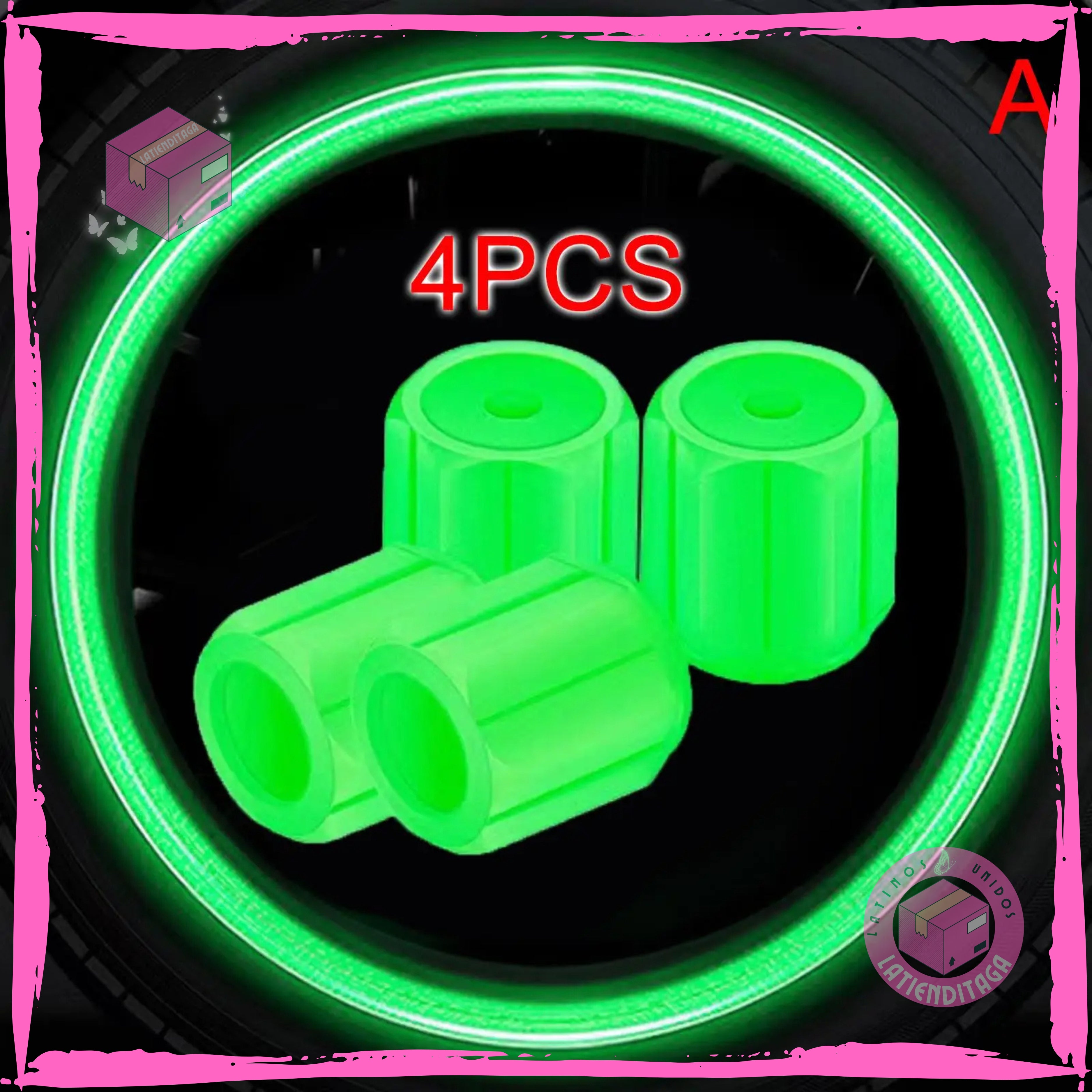 4Pcs Luminous Tire Valve Caps – Hexagonal, Night Glow for Car & Motorcycle