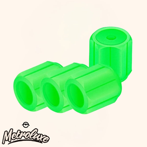 Lot de 4 bouchons de valve de pneu lumineux – hexagonaux, lumineux la nuit pour voiture et moto