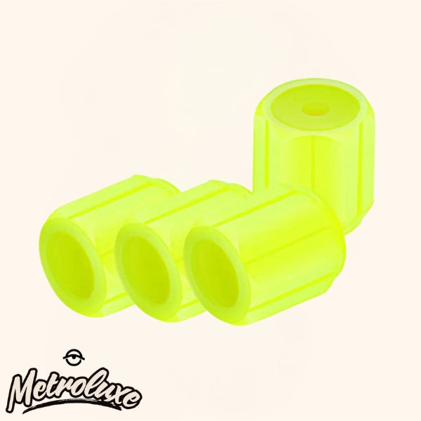 Lot de 4 bouchons de valve de pneu lumineux – hexagonaux, lumineux la nuit pour voiture et moto