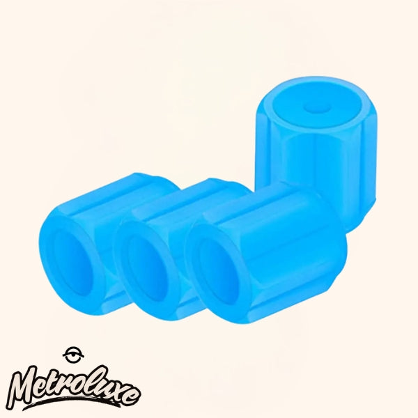 Lot de 4 bouchons de valve de pneu lumineux – hexagonaux, lumineux la nuit pour voiture et moto