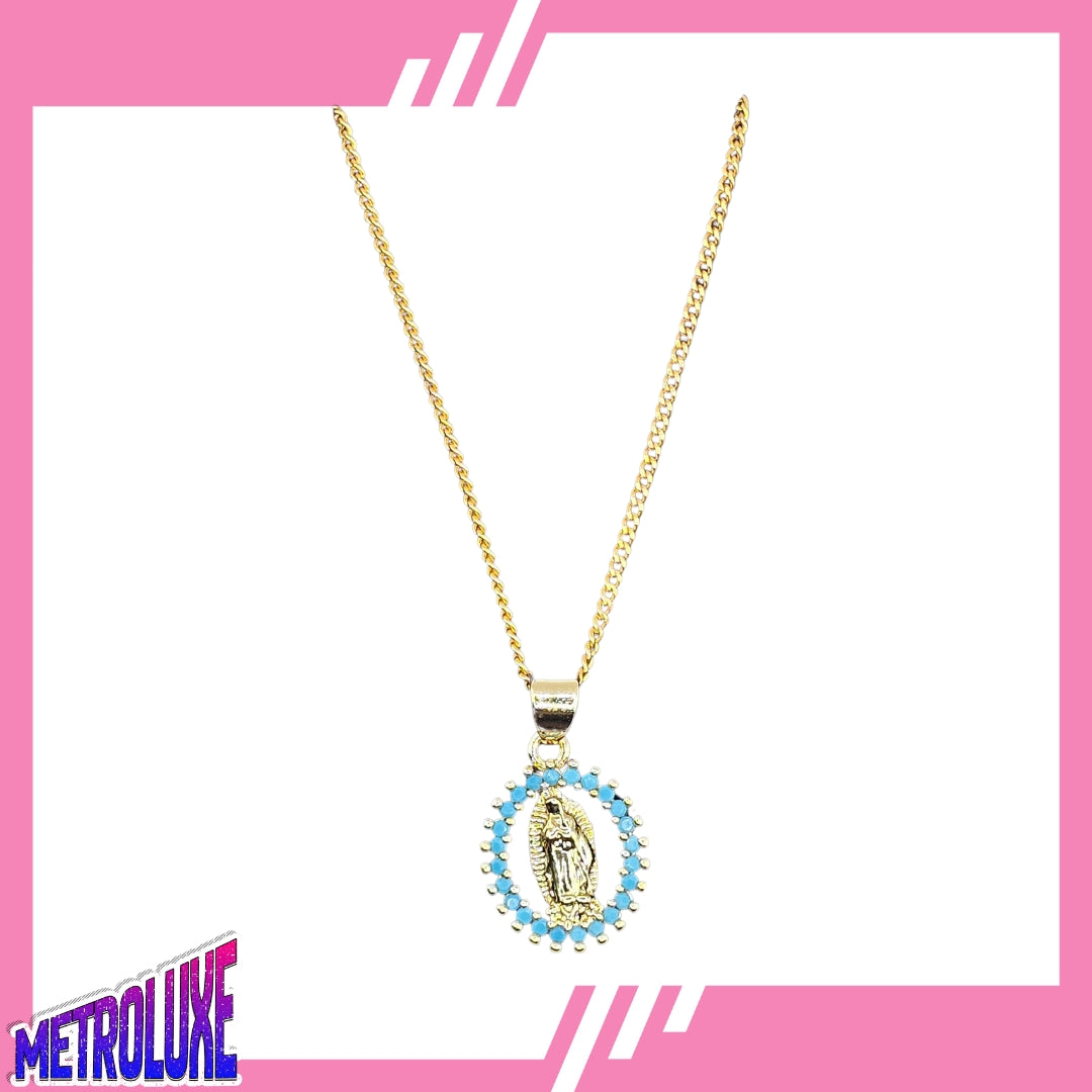 Divine Grace Virgin Mary Necklace | 18K Gold Plated Pendant with Luxury LED Light Gift Box