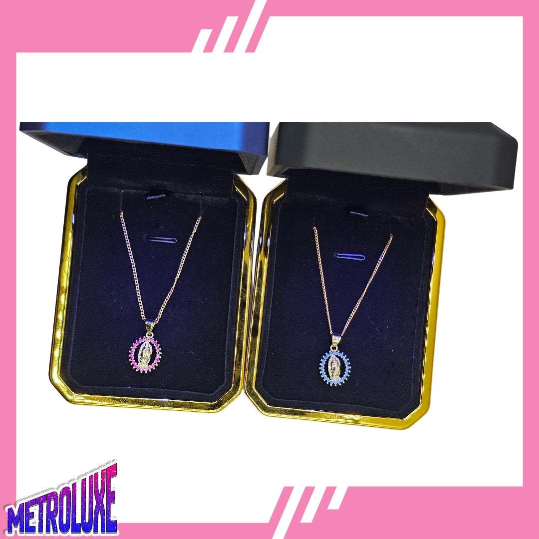 Divine Grace Virgin Mary Necklace | 18K Gold Plated Pendant with Luxury LED Light Gift Box