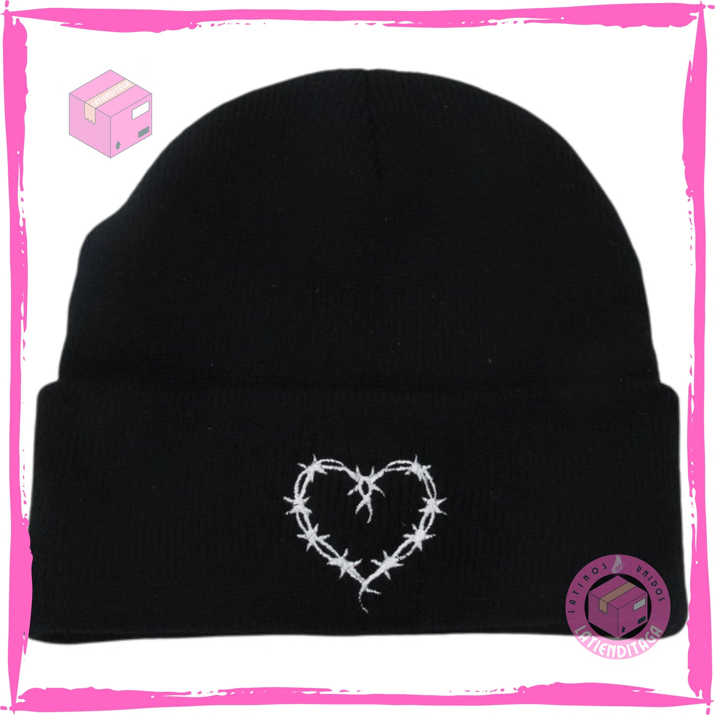 LATIENDITAGA - Karol G Heart Knitted Hat for Men and Women - Winter Ski Cap
