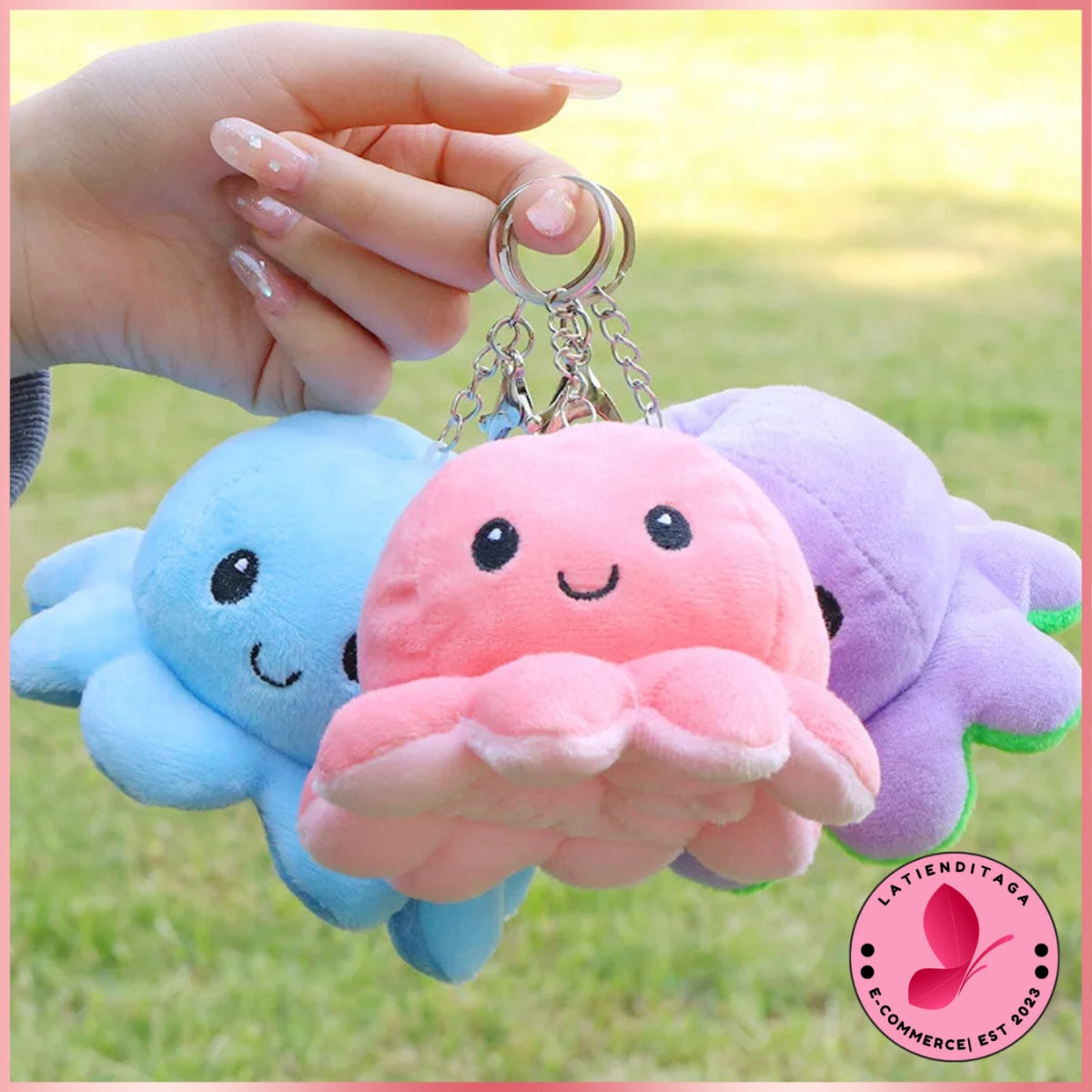 Random Color Octopus Keychain – Reversible Double-Sided Plush Cartoon Doll