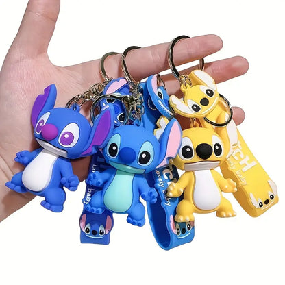 Stitch Silicone Keychain - Cute 3D Design with Colorful Accents, Durable Strap and Ring, Ideal Back-to-School Gift for Family Members, Pendant